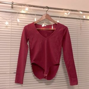 Forever 21 Ribbed Long Sleeve Bodysuit, S